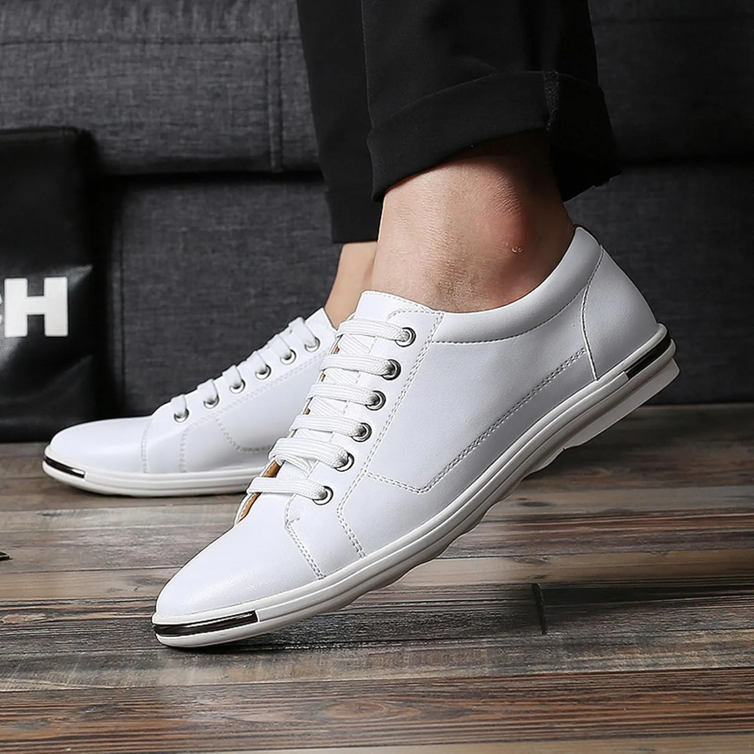 Men's Low Top Oxford Shoes Lace-Up Comfort Walking Casual Driving Shoes Fashion Flat Sneakers Round Toe Business Dress Shoes