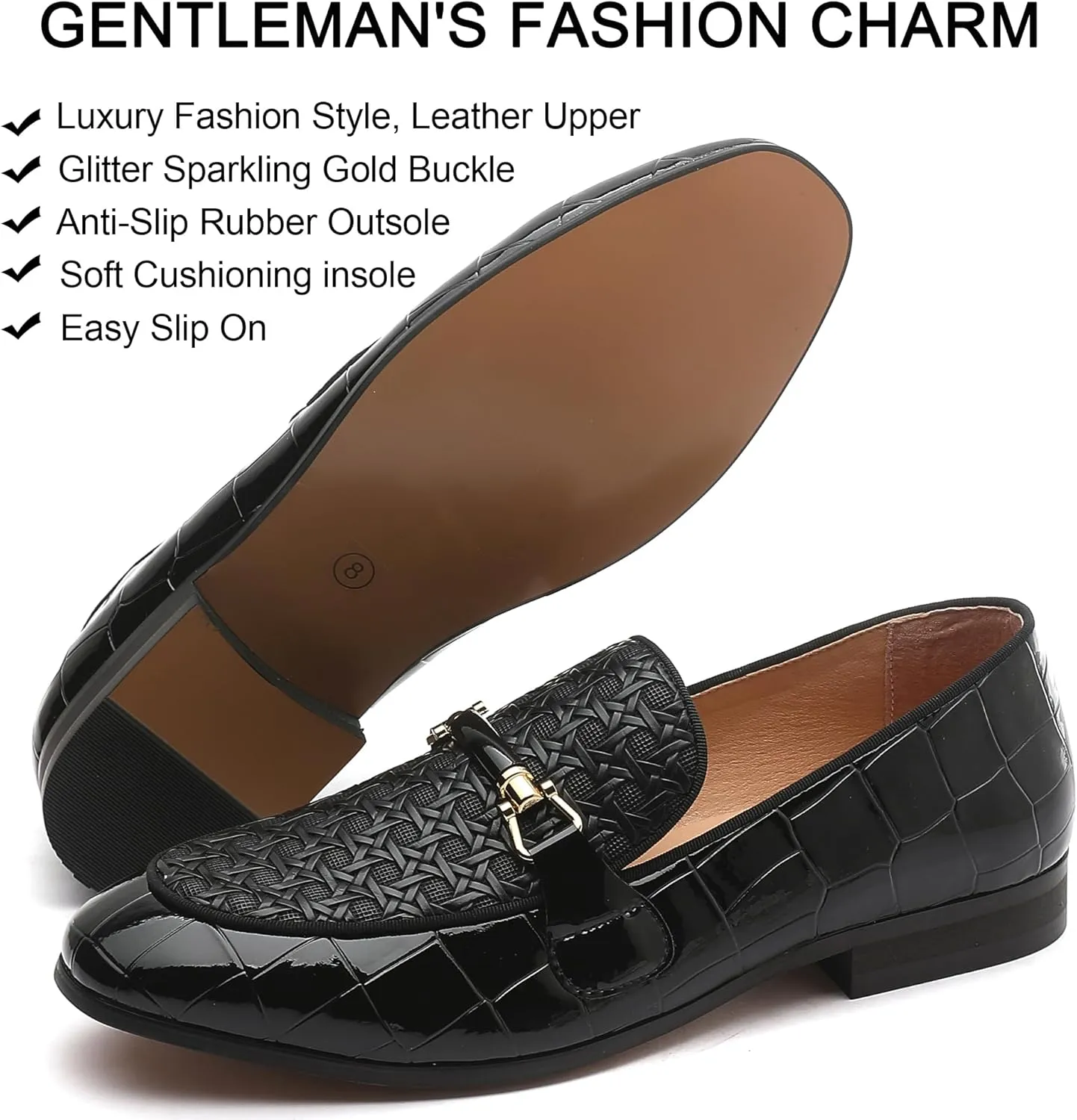 Men's Luxury Velvet Penny Loafers with Fashion Spiked, Casual Penny Loafers for Men, Noble Slip-on Dress Loafers Glitter Suede Smoking Slippers (Black)