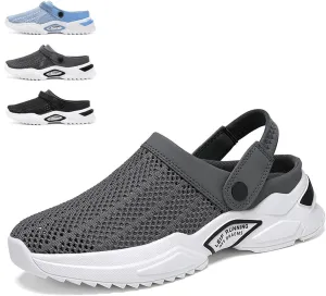 Men's Orthopedic Hollow-Out Summer Sandals, Comfortable Slip On Shoes with Arch Support, Knit Mesh Walking Shoes Beach Sandals