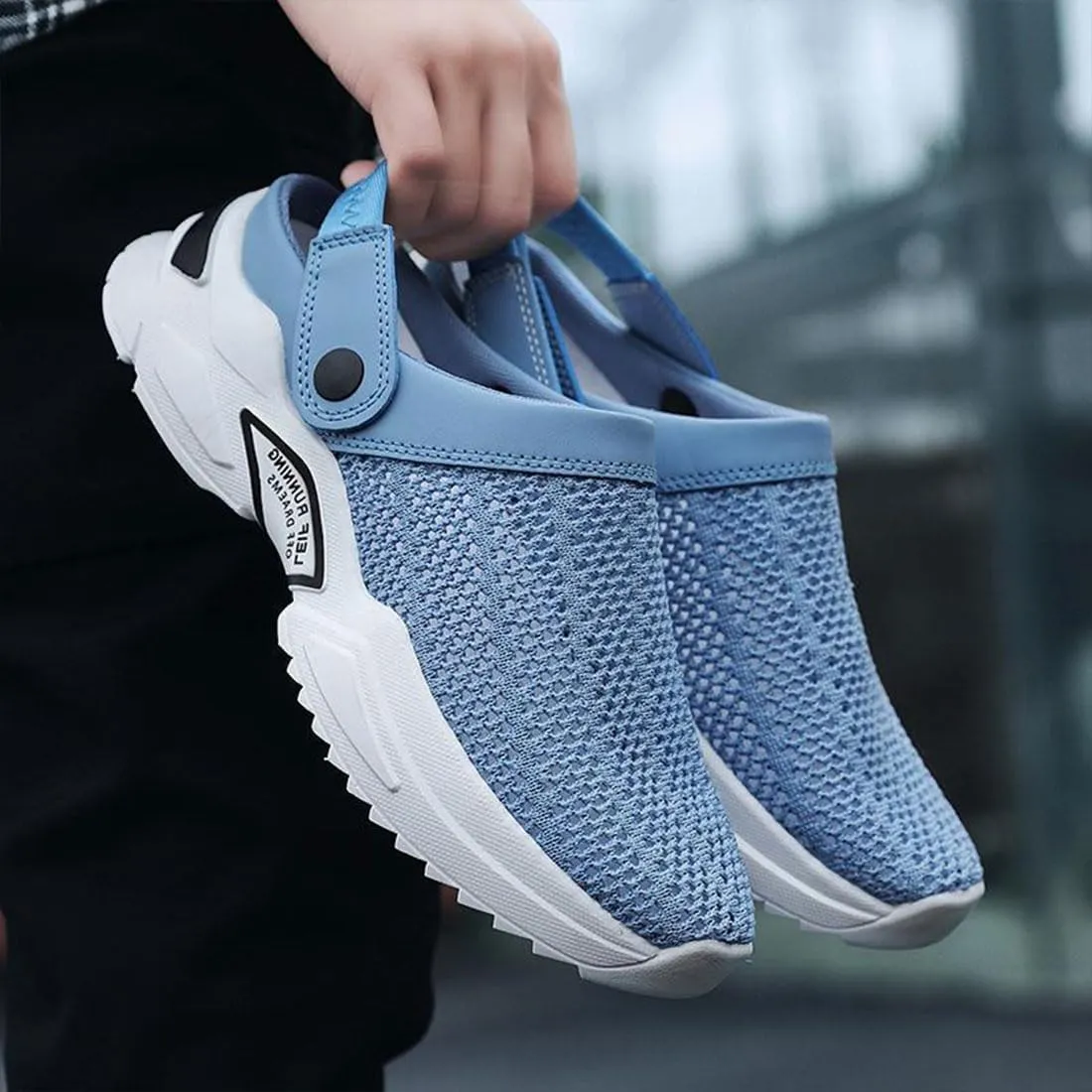 Men's Orthopedic Hollow-Out Summer Sandals, Comfortable Slip On Shoes with Arch Support, Knit Mesh Walking Shoes Beach Sandals