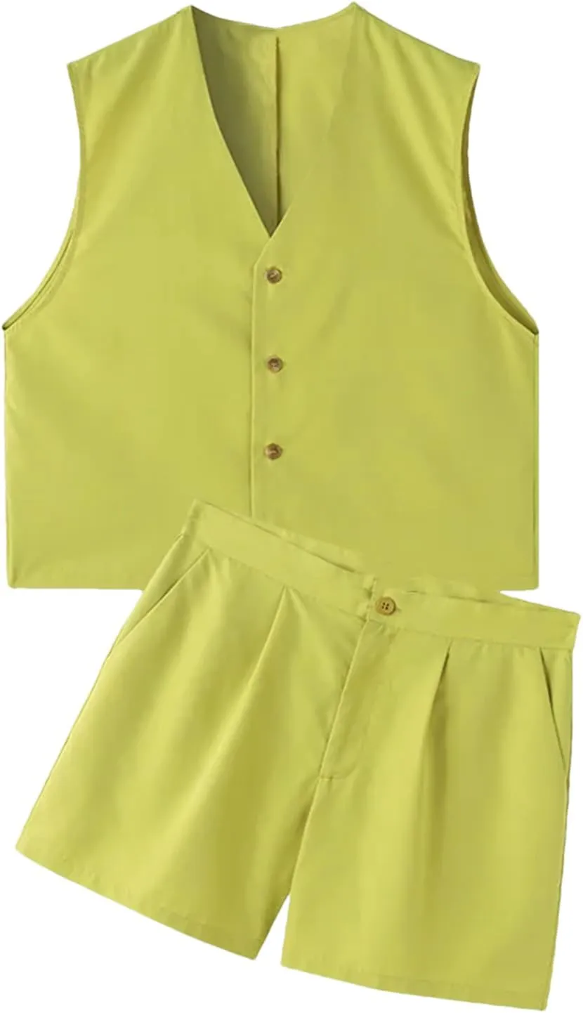 Men's Sleeveless Vest Set, Crop Design & Urban Streetwear Shorts
