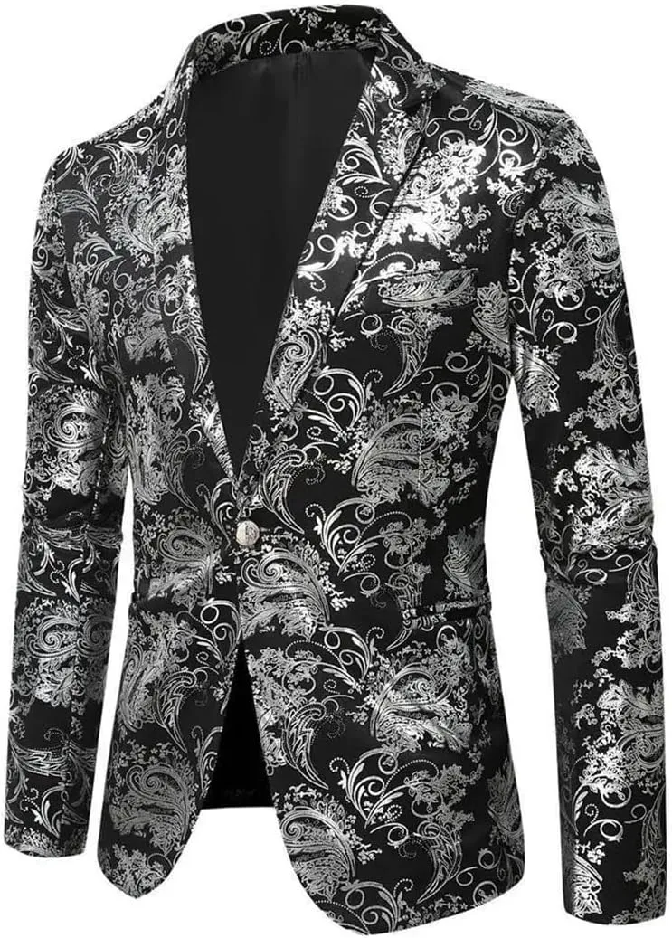 Men’S Slim Fit Lapel Collar Single Button Suit Jacket Formal Dress Performance Cotton Blazer