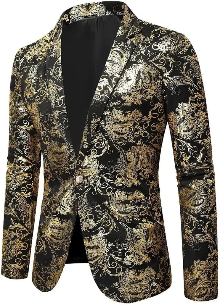 Men’S Slim Fit Lapel Collar Single Button Suit Jacket Formal Dress Performance Cotton Blazer