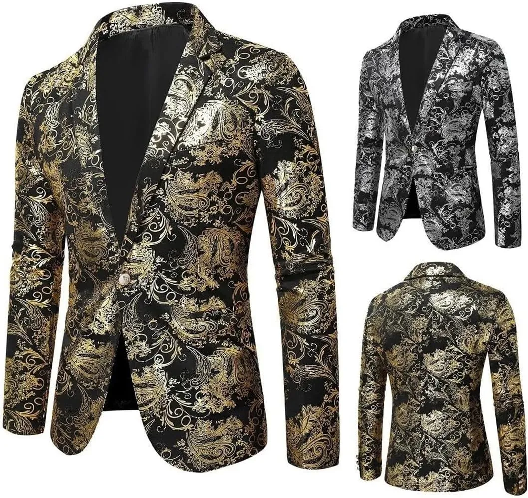 Men’S Slim Fit Lapel Collar Single Button Suit Jacket Formal Dress Performance Cotton Blazer