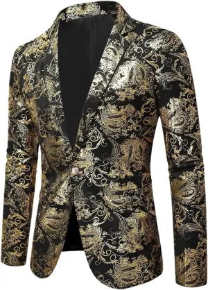 Men’S Slim Fit Lapel Collar Single Button Suit Jacket Formal Dress Performance Cotton Blazer