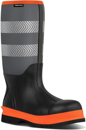 Men's Steel Toe Muck Work Boots – Reflective, Puncture Proof, Oil & Slip Resistant, Rubber & Neoprene, Breathable Safety Boots for Construction, Roadwork, Industrial & Heavy Duty