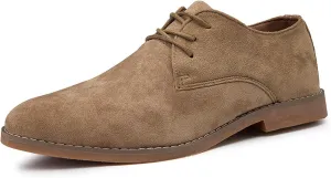 Men's Suede Formal Oxford Shoes Retro Pointed Toe Casual Breathable Non-Slip Lace-Up Business Loafers Suitable for Work Walking