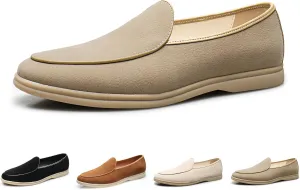 Men's Suede Leather Slip On Penny Loafers Fashion Casual Smoking Driving Moccasins Dress Shoes British Retro Tuxedo Formal Shoes for Prom Wedding Business
