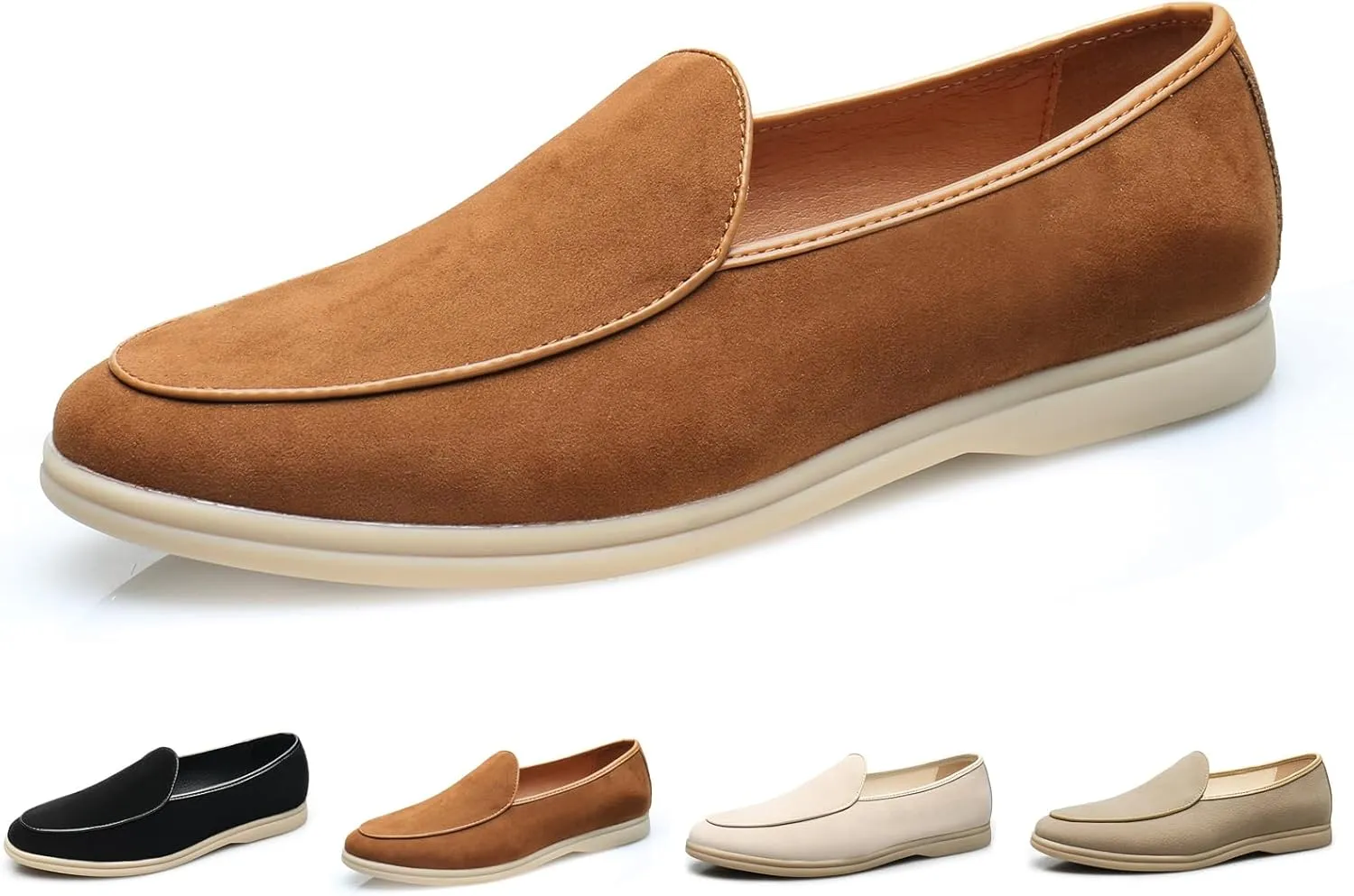 Men's Suede Leather Slip On Penny Loafers Fashion Casual Smoking Driving Moccasins Dress Shoes British Retro Tuxedo Formal Shoes for Prom Wedding Business
