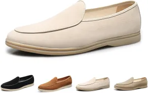 Men's Suede Leather Slip On Penny Loafers Fashion Casual Smoking Driving Moccasins Dress Shoes British Retro Tuxedo Formal Shoes for Prom Wedding Business