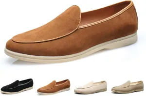 Men's Suede Leather Slip On Penny Loafers Fashion Casual Smoking Driving Moccasins Dress Shoes British Retro Tuxedo Formal Shoes for Prom Wedding Business