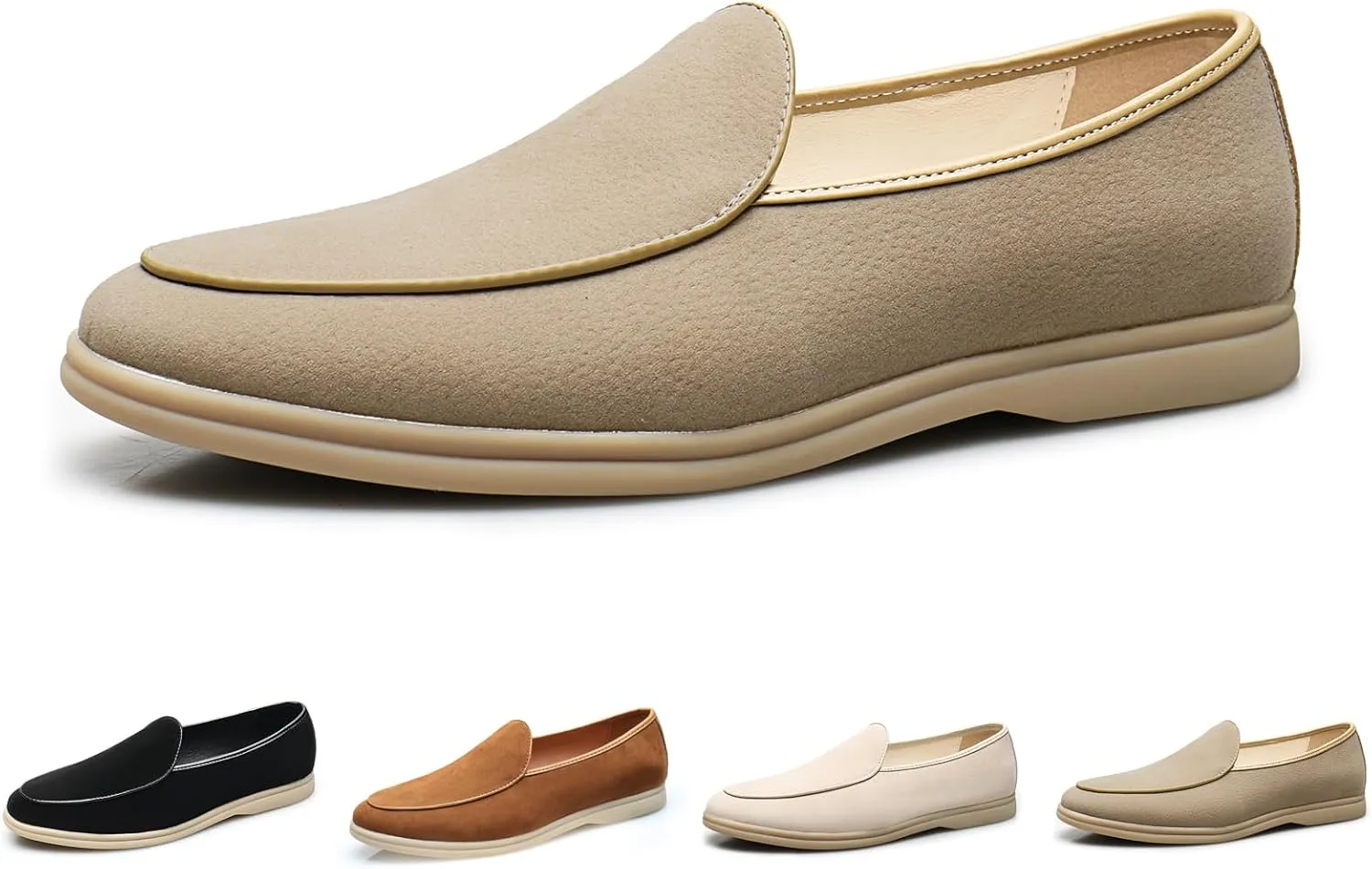Men's Suede Leather Slip On Penny Loafers Fashion Casual Smoking Driving Moccasins Dress Shoes British Retro Tuxedo Formal Shoes for Prom Wedding Business