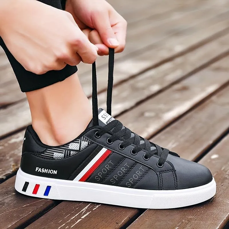 Men's Trendy Street Style Low Top Skateboard Shoes, Comfy Non Slip Lace Up Durable Sneakers for Men's Outdoor Activities