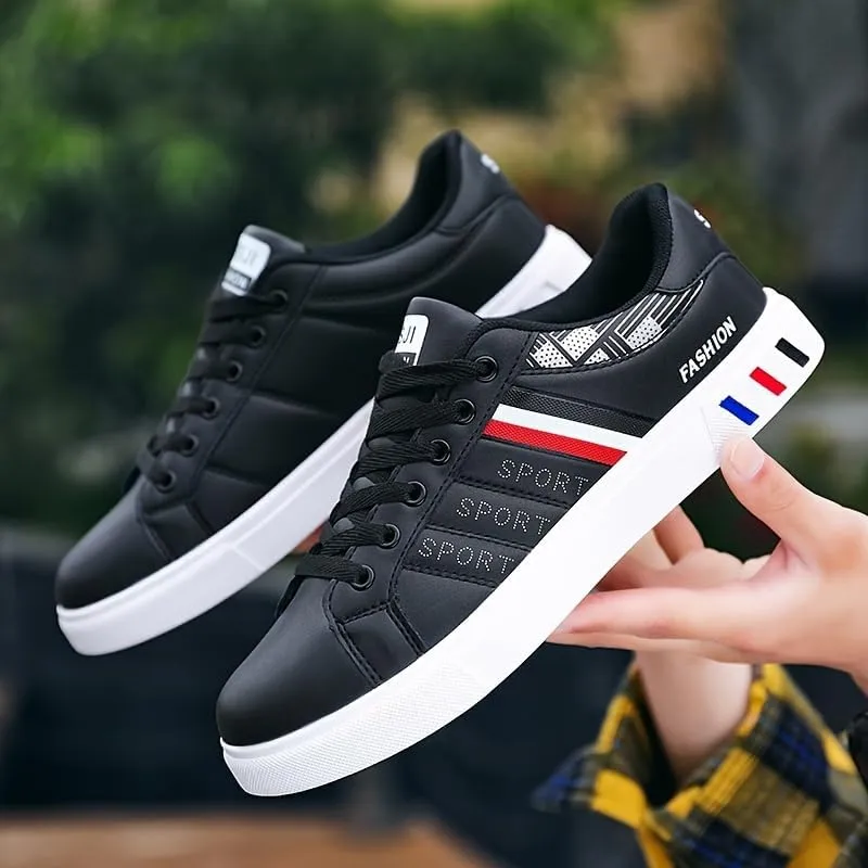 Men's Trendy Street Style Low Top Skateboard Shoes, Comfy Non Slip Lace Up Durable Sneakers for Men's Outdoor Activities