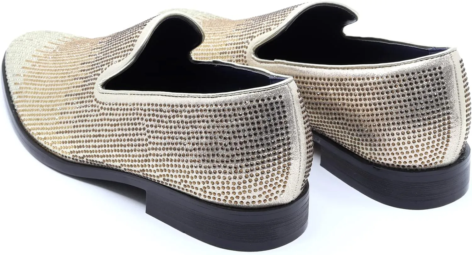 Men's Vintage Rhinestone Designer Classic Smoking Dress Tuxedo Loafers Slip On Shoes SM-29