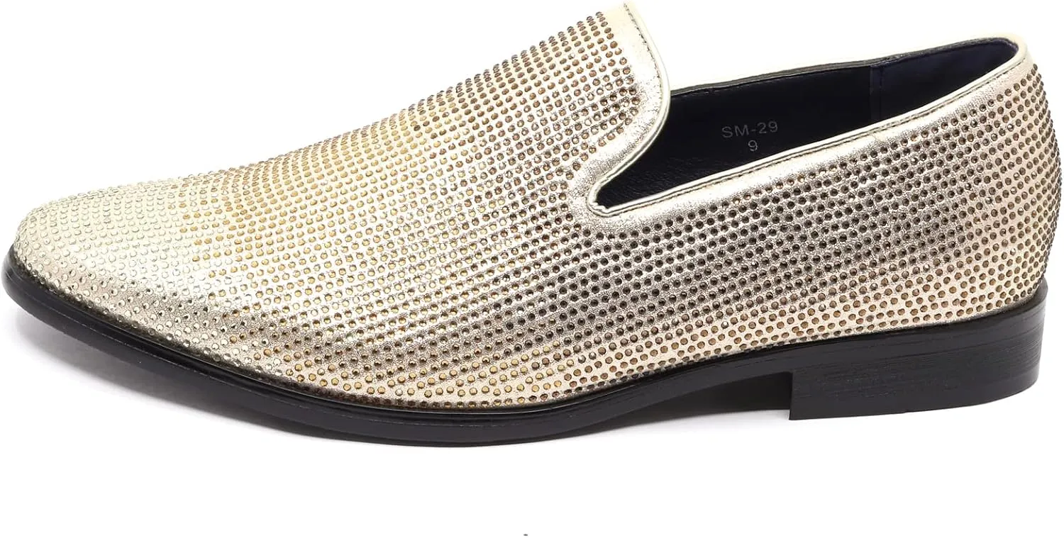 Men's Vintage Rhinestone Designer Classic Smoking Dress Tuxedo Loafers Slip On Shoes SM-29
