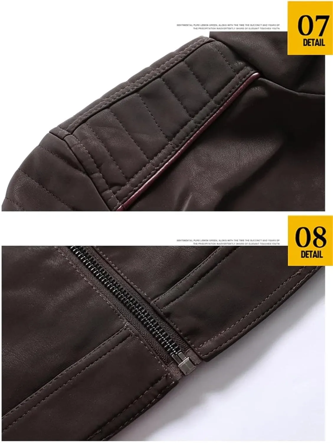 Men's Winter Motorcycle PU Leather Jacket Vintage Fleece Warm Multi-Pocket Leather Coat Zipper Fall Outwear