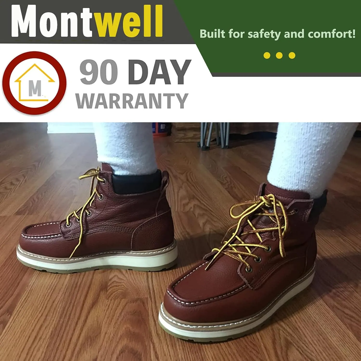 Mens work boots, 6" Soft/Composite Toe Heavy Duty Work Boots for Men, Slip & Puncture Resistant Safety EH Wide Working Shoes 2E