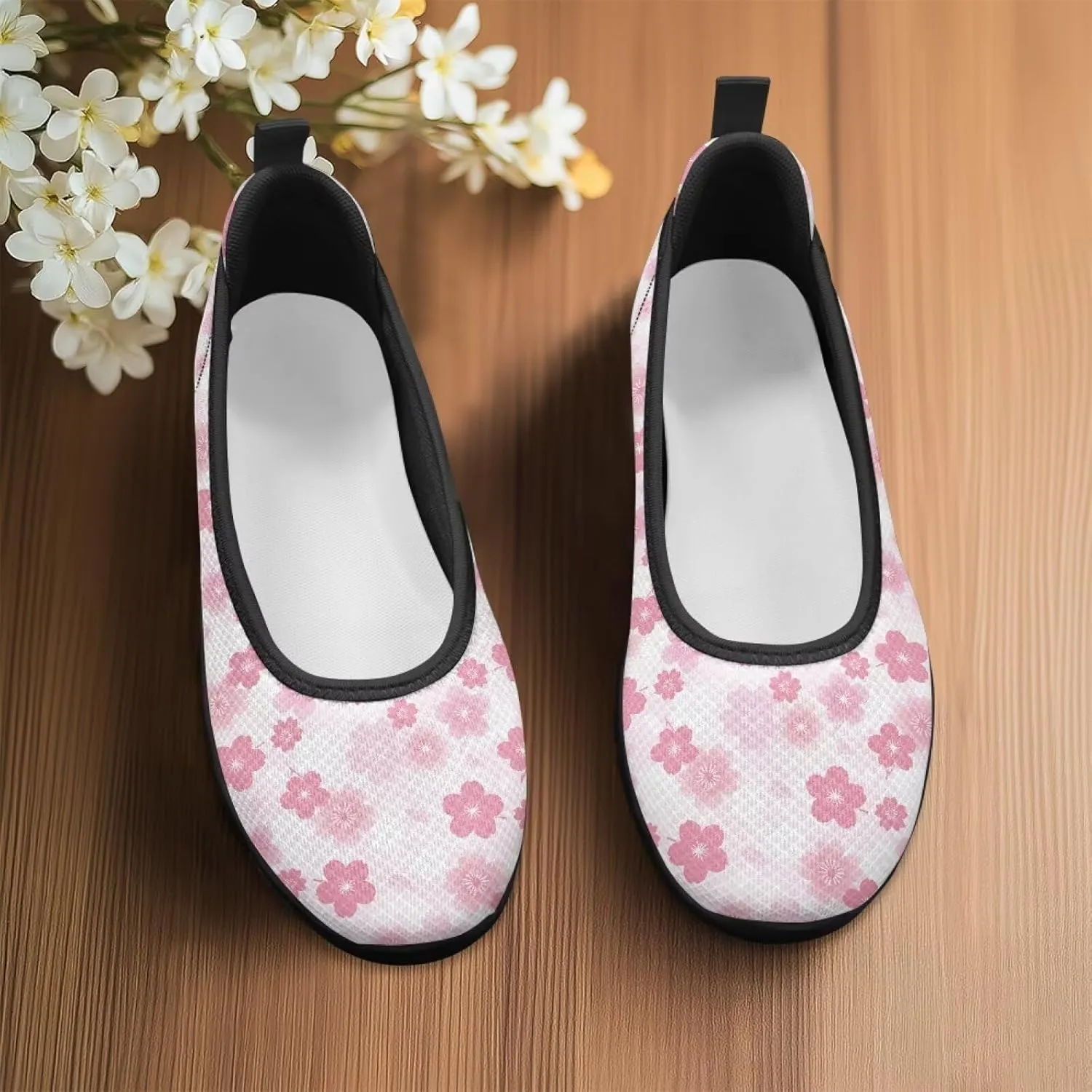 Mesh Loafers for Women, Comfort Non Slip Slip On Sneakers Classic Lightweight Ladies Walking Shoes Black Sole