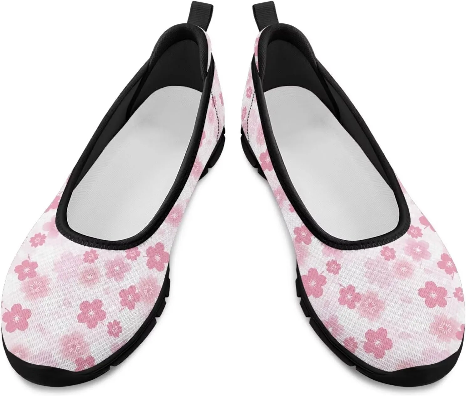 Mesh Loafers for Women, Comfort Non Slip Slip On Sneakers Classic Lightweight Ladies Walking Shoes Black Sole