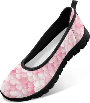 Mesh Loafers for Women, Comfort Non Slip Slip On Sneakers Classic Lightweight Ladies Walking Shoes Black Sole