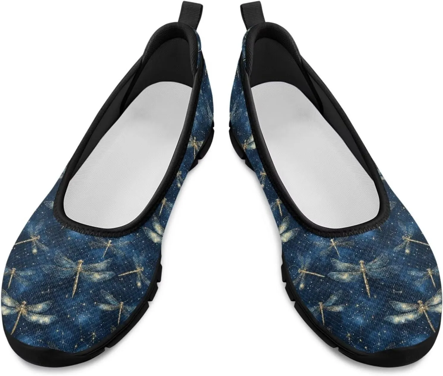 Mesh Loafers for Women, Comfort Non Slip Slip On Sneakers Classic Lightweight Ladies Walking Shoes Black Sole
