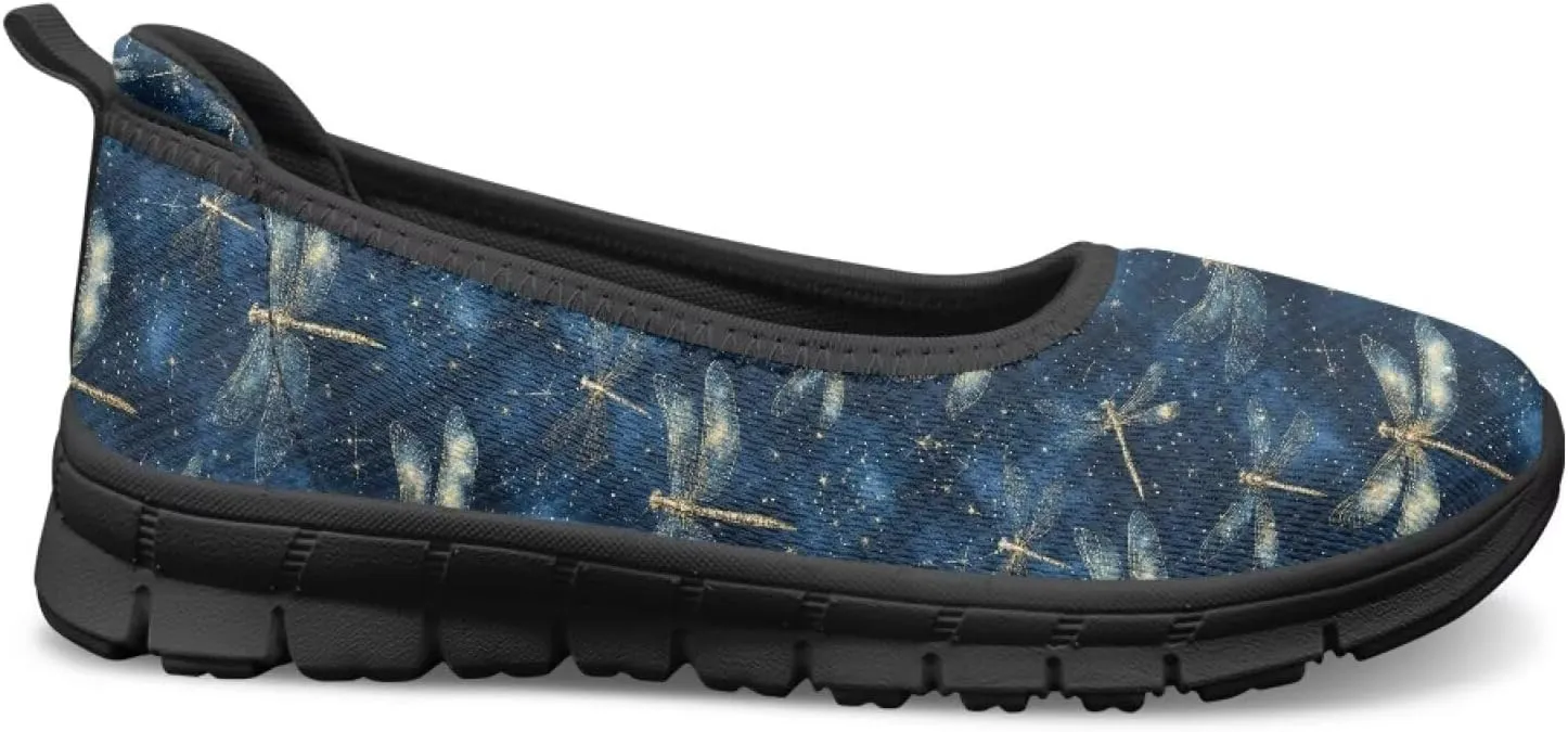 Mesh Loafers for Women, Comfort Non Slip Slip On Sneakers Classic Lightweight Ladies Walking Shoes Black Sole