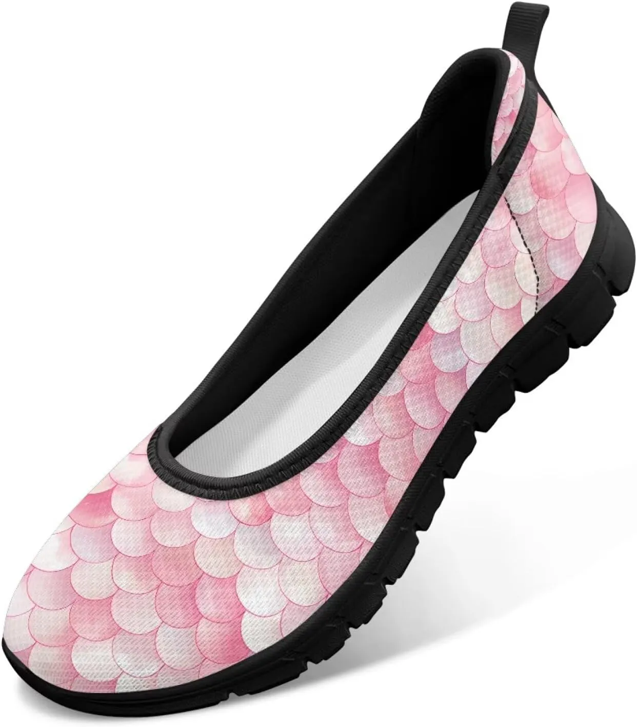 Mesh Loafers for Women, Comfort Non Slip Slip On Sneakers Classic Lightweight Ladies Walking Shoes Black Sole