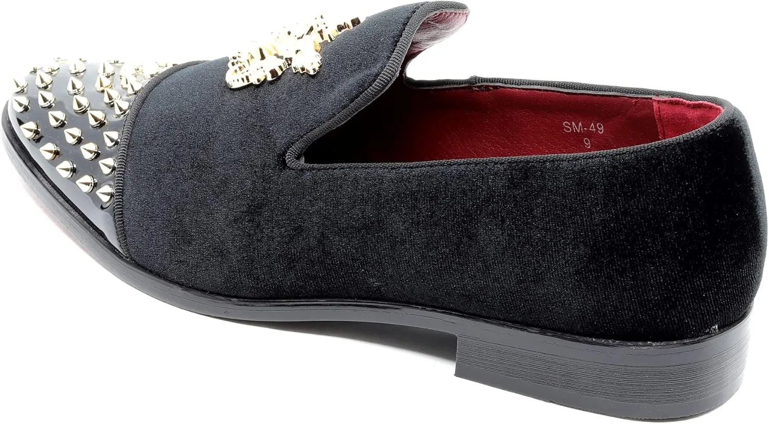 Metrocharm Men's Fashion Velvet Smoking Spike Dress Loafers Slip On Shoes SM-49