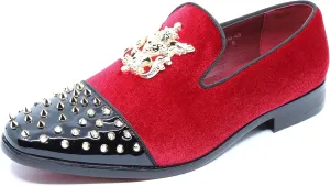 Metrocharm Men's Fashion Velvet Smoking Spike Dress Loafers Slip On Shoes SM-49