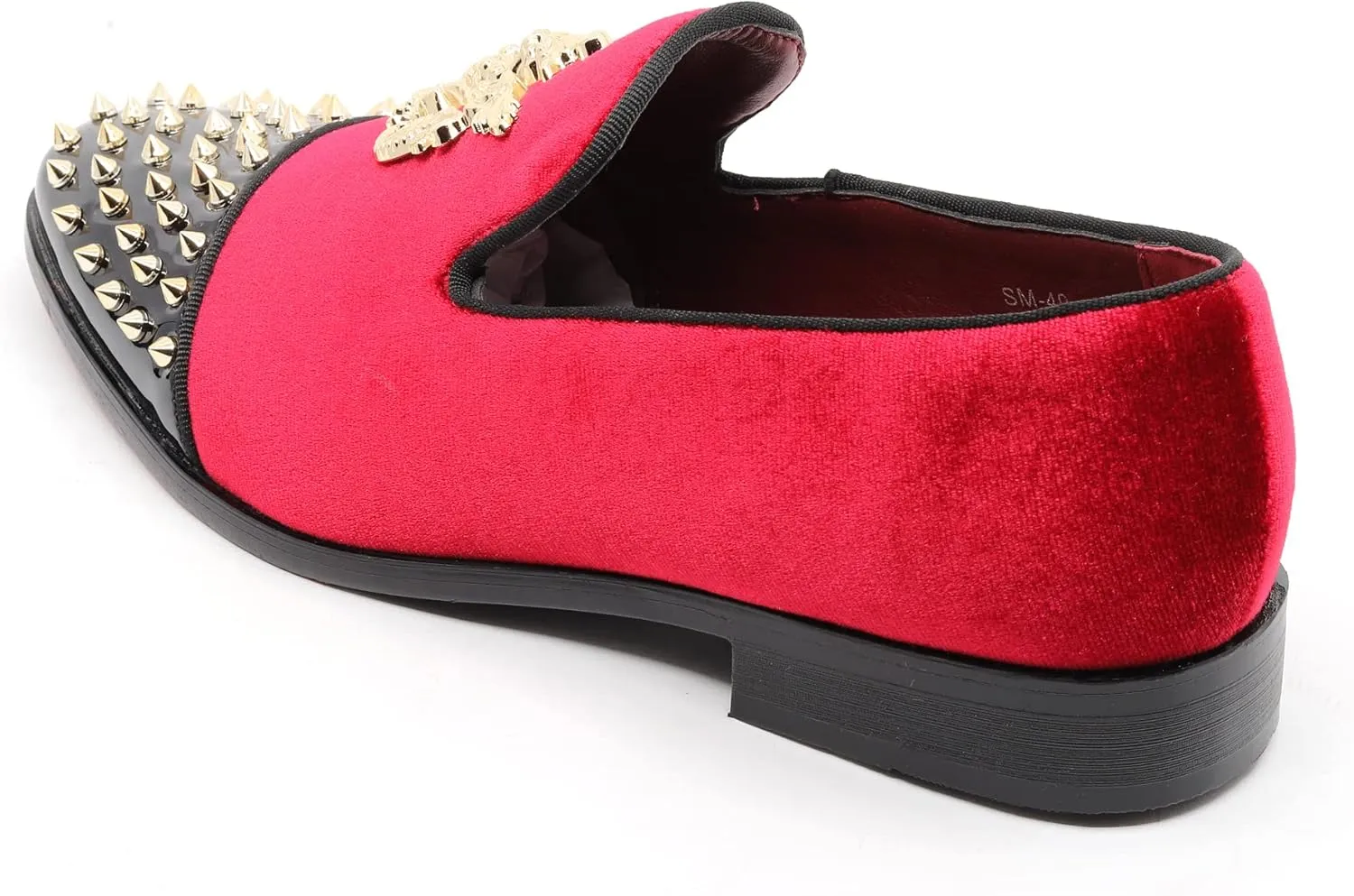 Metrocharm Men's Fashion Velvet Smoking Spike Dress Loafers Slip On Shoes SM-49
