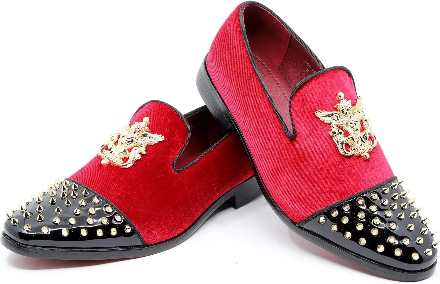 Metrocharm Men's Fashion Velvet Smoking Spike Dress Loafers Slip On Shoes SM-49