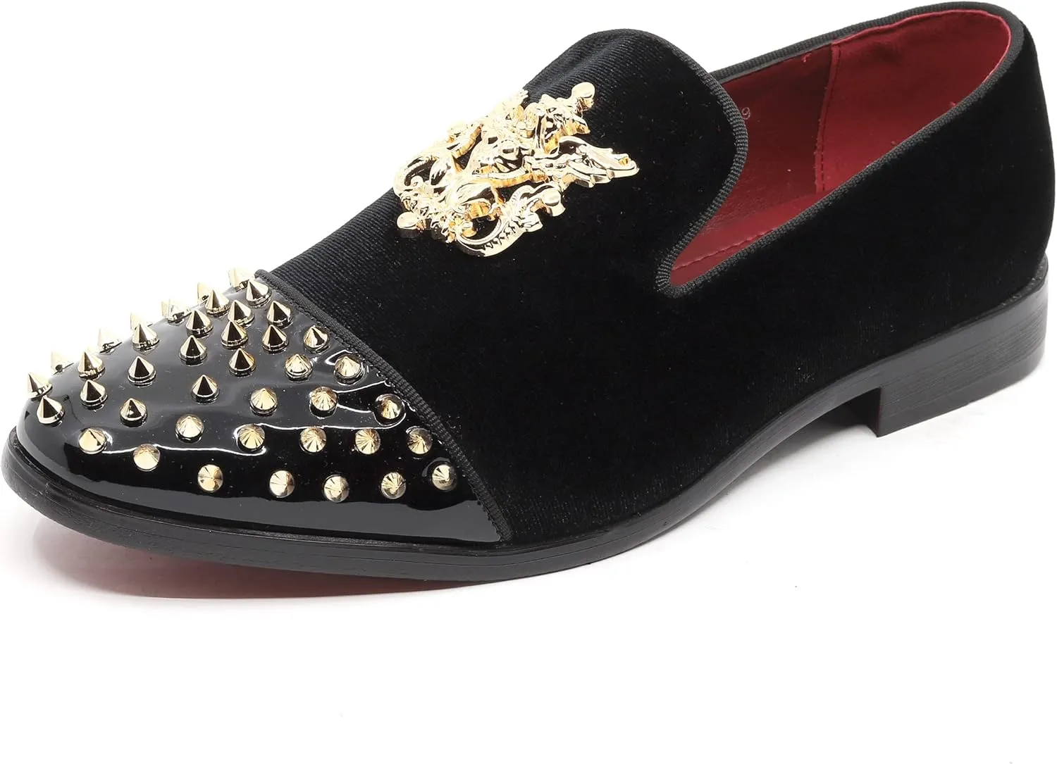 Metrocharm Men's Fashion Velvet Smoking Spike Dress Loafers Slip On Shoes SM-49