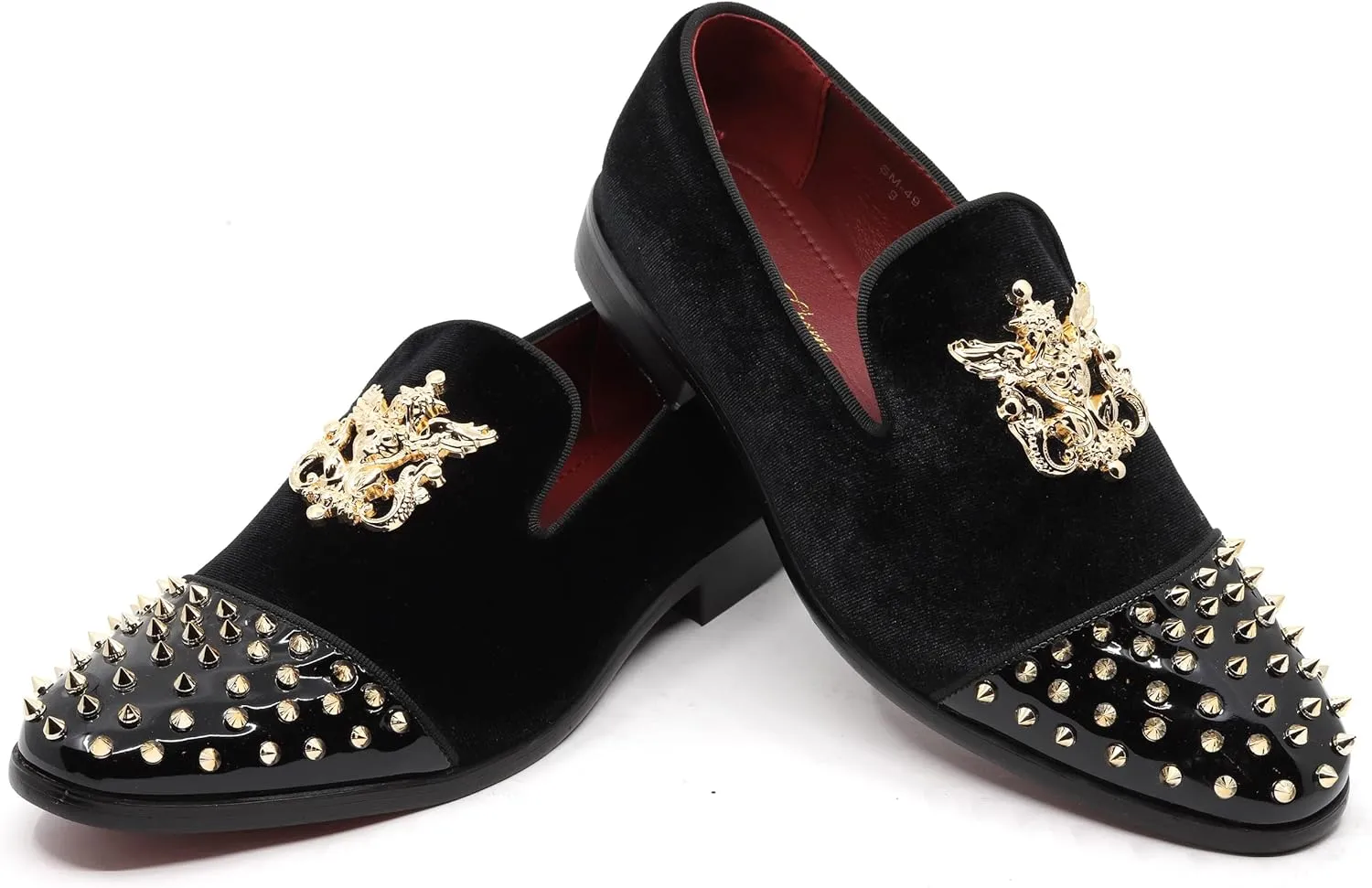 Metrocharm Men's Fashion Velvet Smoking Spike Dress Loafers Slip On Shoes SM-49
