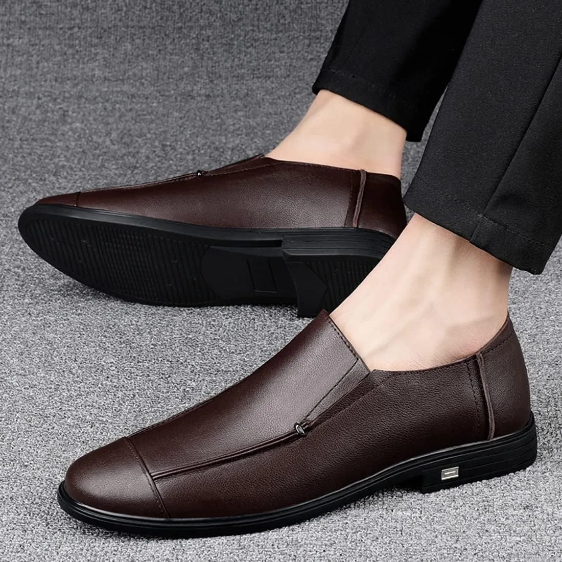 Minishion Mens Dress Slip on Shoes Faux Leather Office Casual Loafers