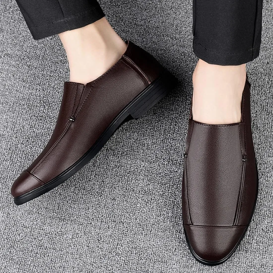 Minishion Mens Dress Slip on Shoes Faux Leather Office Casual Loafers