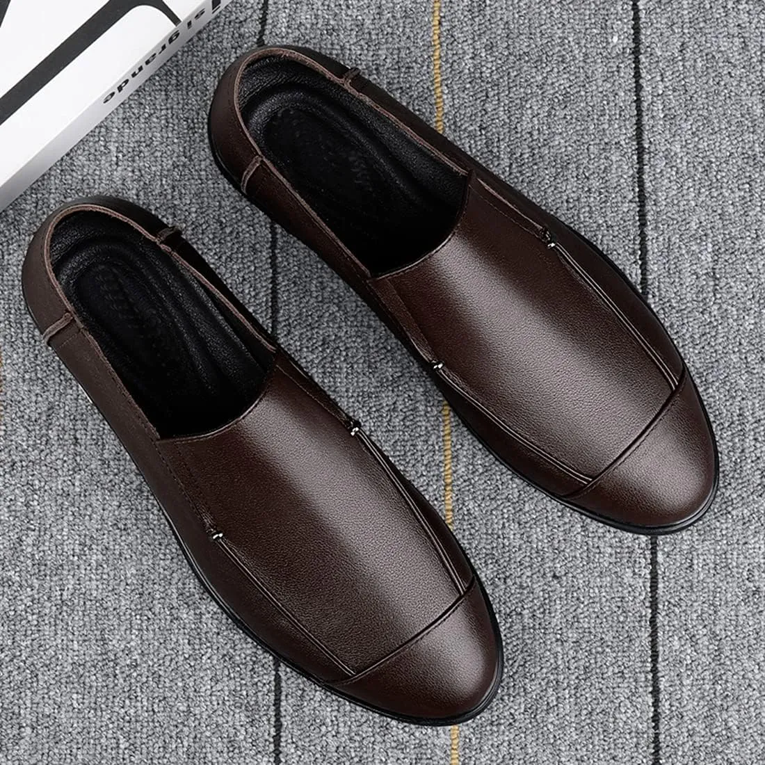 Minishion Mens Dress Slip on Shoes Faux Leather Office Casual Loafers