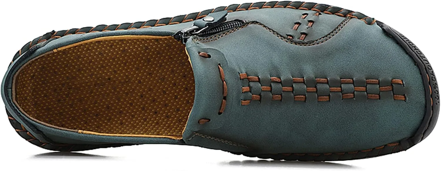 Minishion Mens Loafers Outdoor Zip Retro Work Shoes 8812#