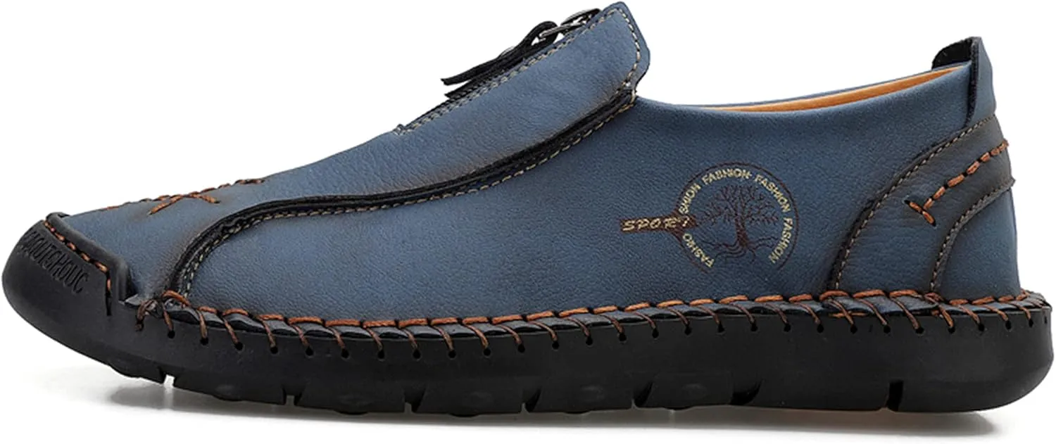Minishion Mens Loafers Outdoor Zip Retro Work Shoes 8812#