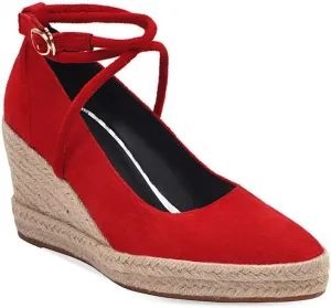 MIOKE Women's Espadrille Wedge Sandals Pointed Toe Ankle Strappy Chunky Platform High Heel Dress Shoes