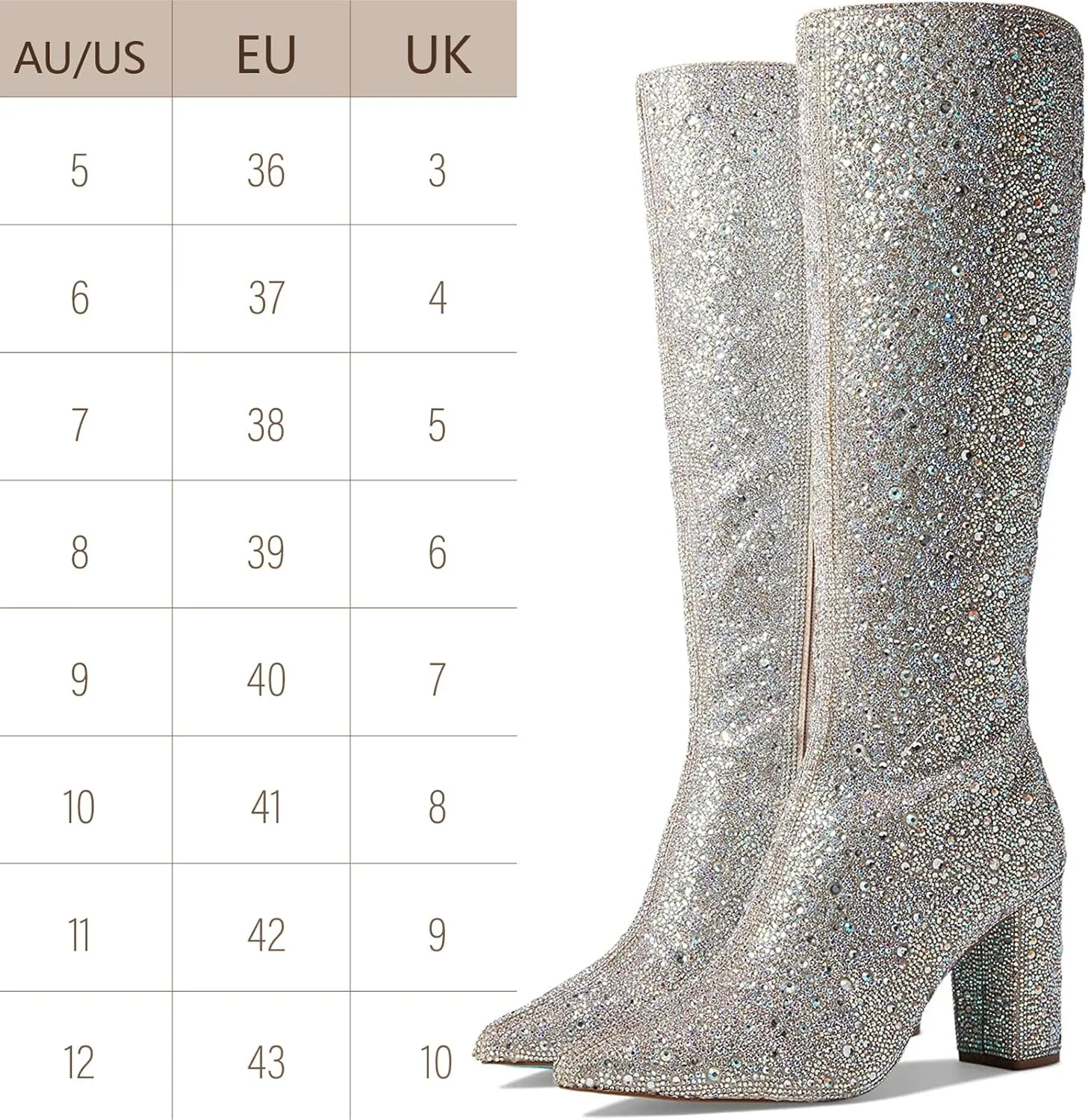 MUCCCUTE Women's Rhinestone Ankle Boots Point-Toe Block Chunky Heel Sparkly Party Wedding Booties Glitter Dressy Fashion Short Boots