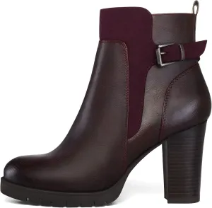 mysoft Women's Ankle Boots Chunky Stacked Heel Zipper Booties - Available in Wide Sizes