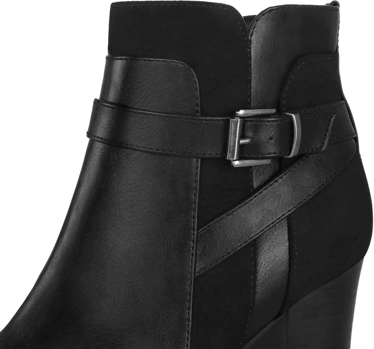 mysoft Women's Ankle Boots Chunky Stacked Heel Zipper Booties - Available in Wide Sizes