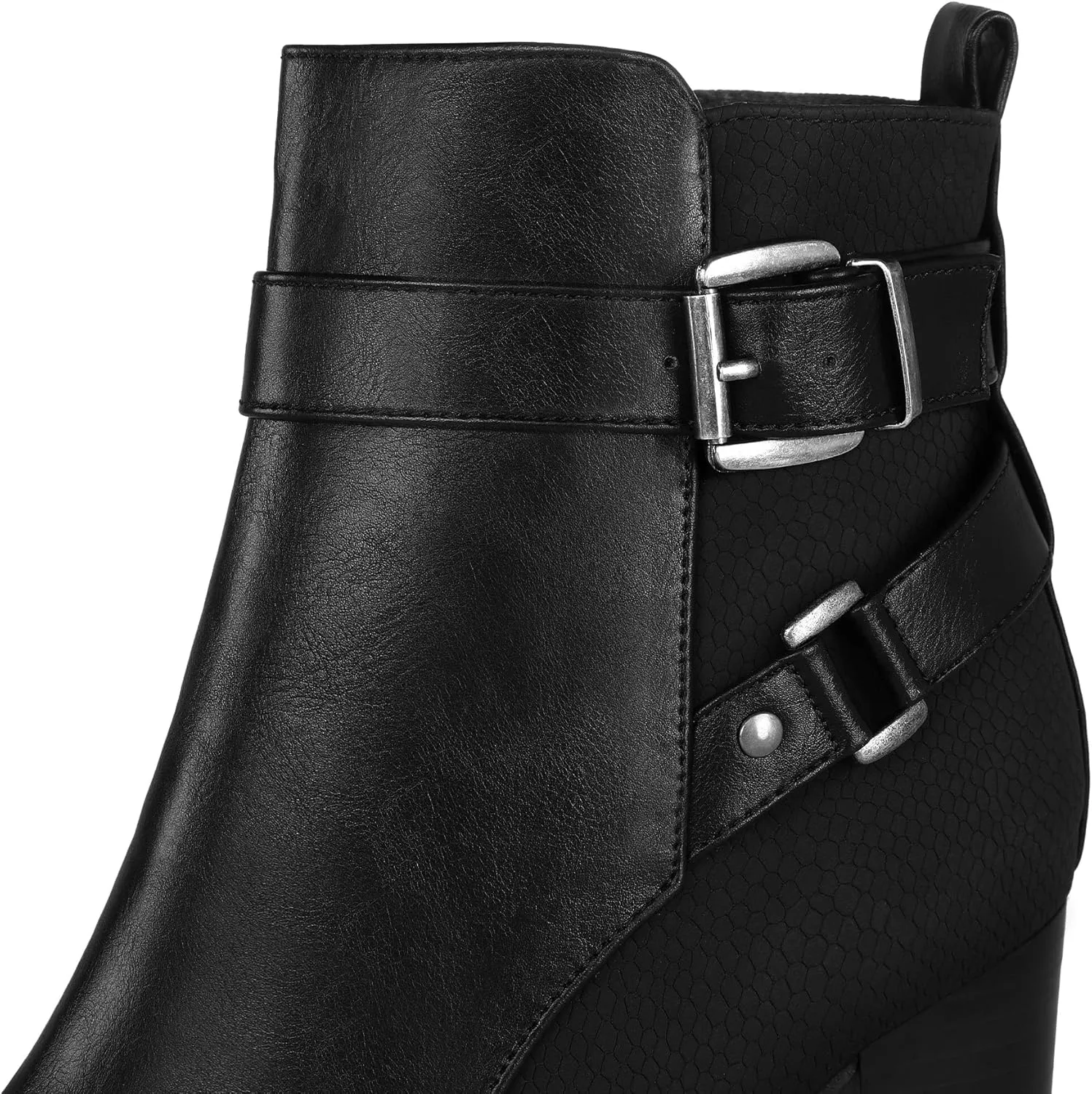 mysoft Women's Ankle Boots Chunky Stacked Heel Zipper Booties - Available in Wide Sizes