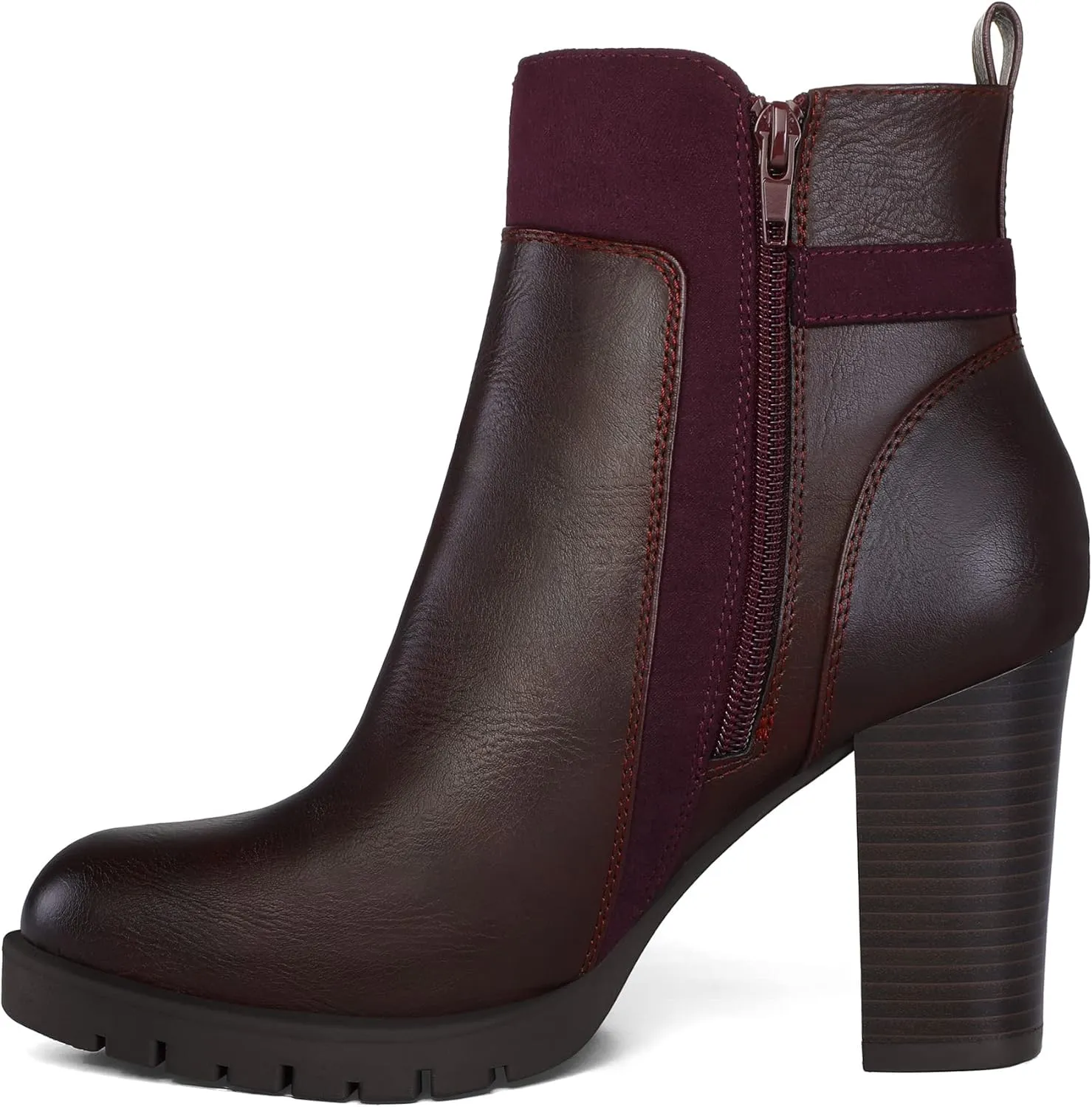 mysoft Women's Ankle Boots Chunky Stacked Heel Zipper Booties - Available in Wide Sizes