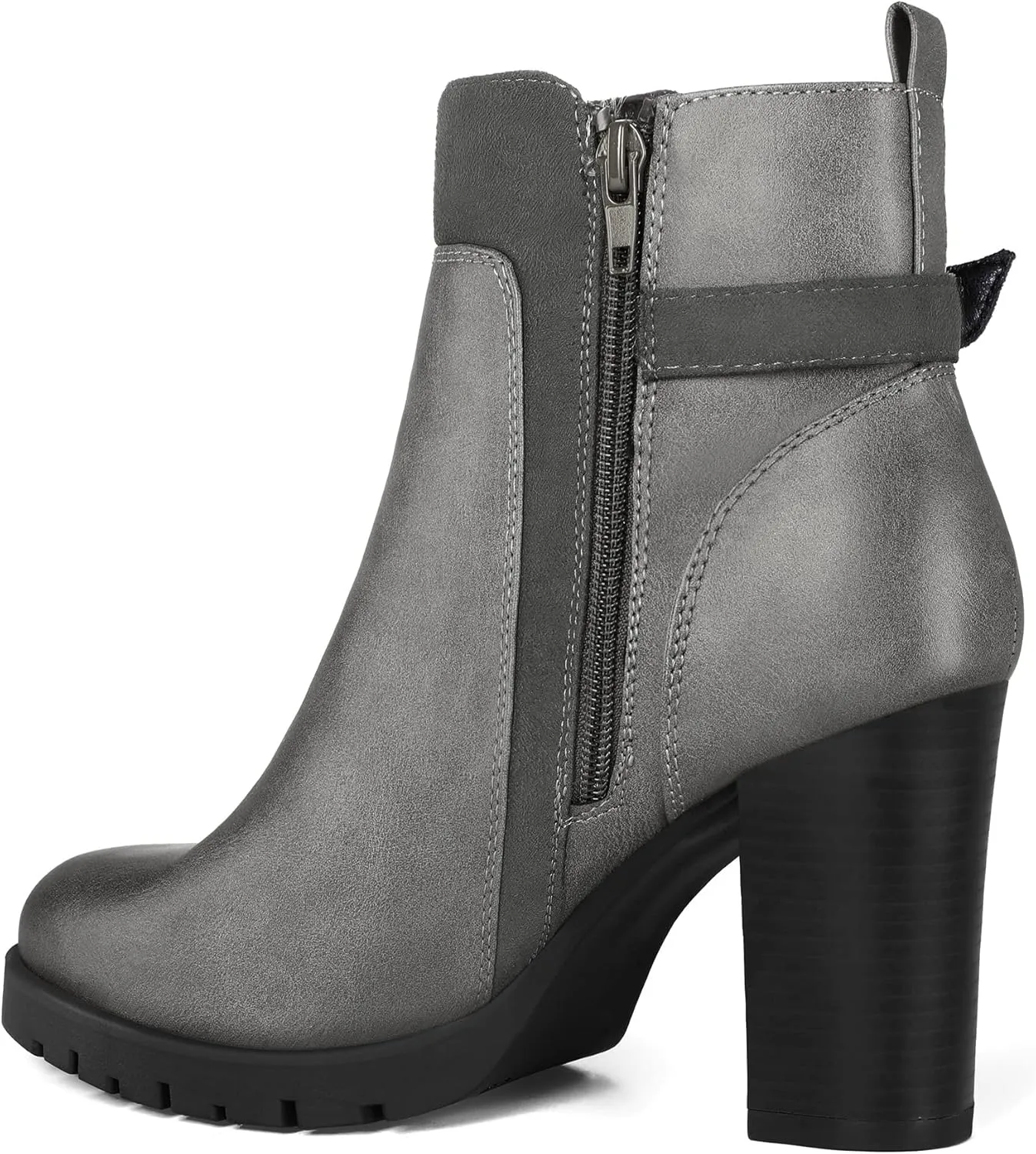 mysoft Women's Ankle Boots Chunky Stacked Heel Zipper Booties - Available in Wide Sizes