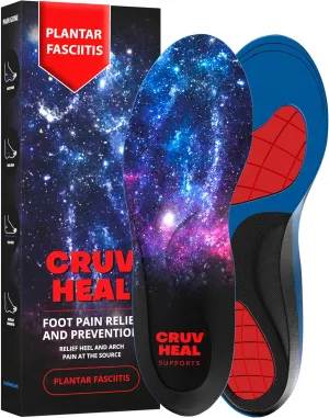(New) Work Orthotic Insoles - Anti Fatigue Medium Arch Support Shoe Insert Men Women - for Plantar Fasciitis Flat Feet Leg - Relieve Foot Pain - Work Boot Insoles for Standing All Day [L, Universe]