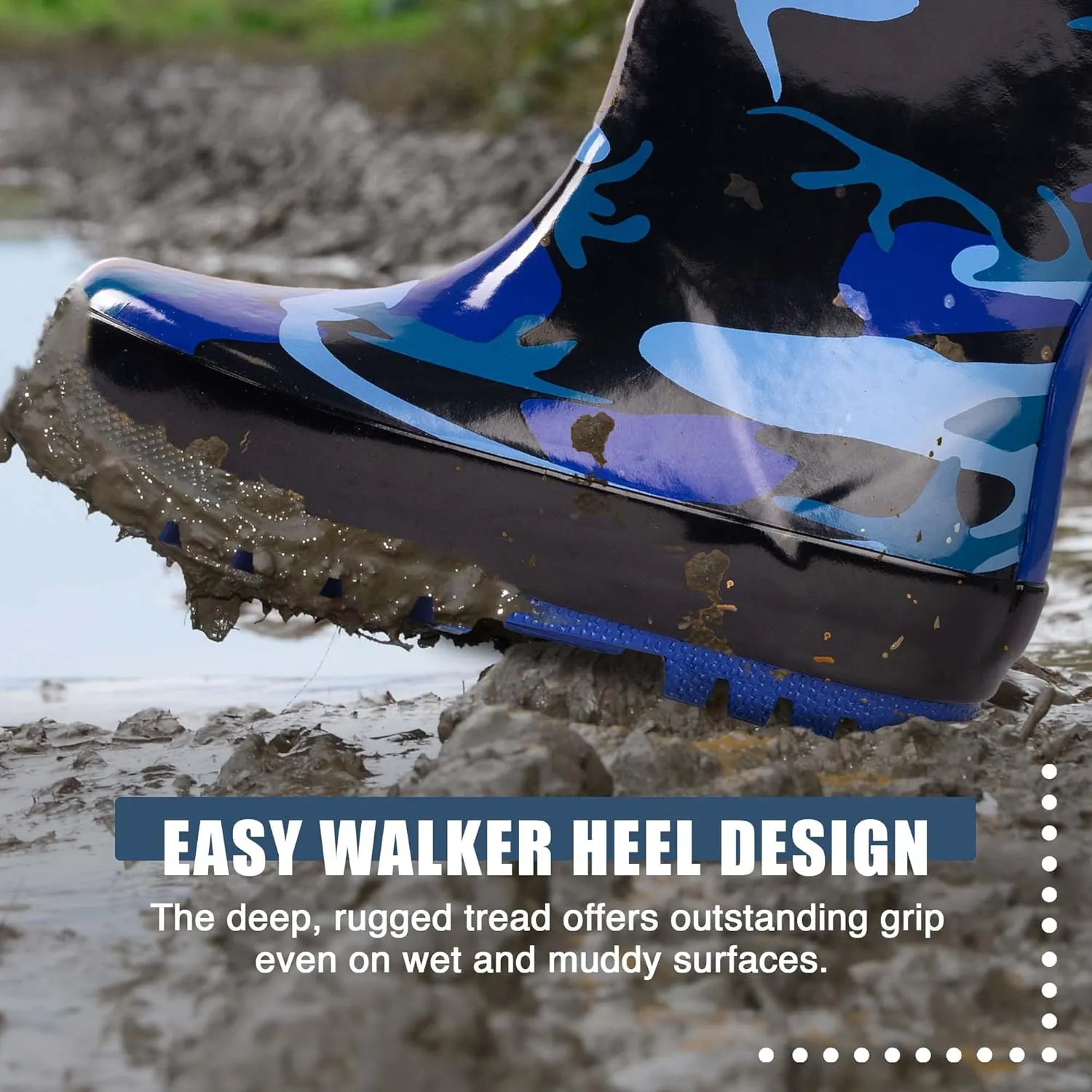 NORTY Rubber Rain Boots for Kids - Waterproof Rubber Boots Boys and Girls Solid & Printed Rainboots for Toddlers and Kids