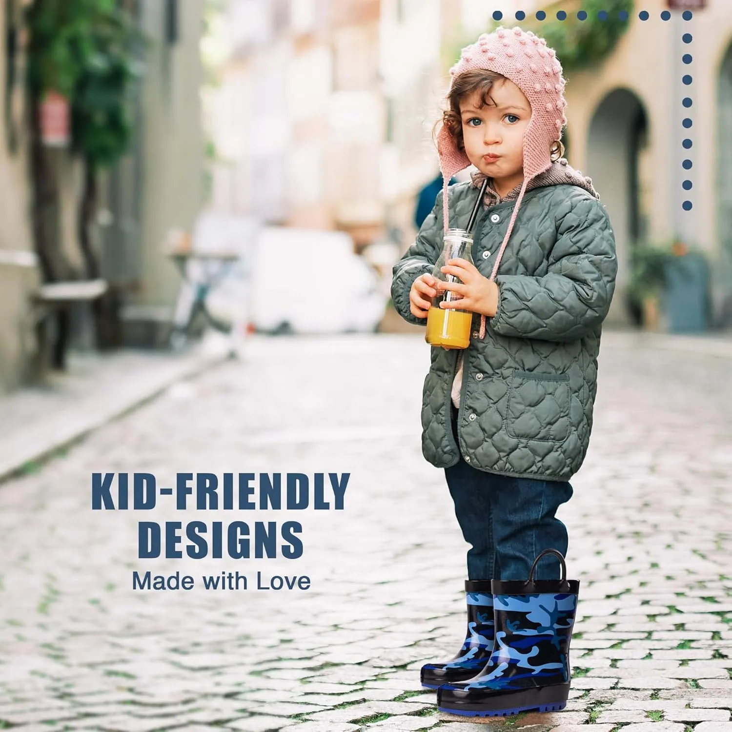 NORTY Rubber Rain Boots for Kids - Waterproof Rubber Boots Boys and Girls Solid & Printed Rainboots for Toddlers and Kids