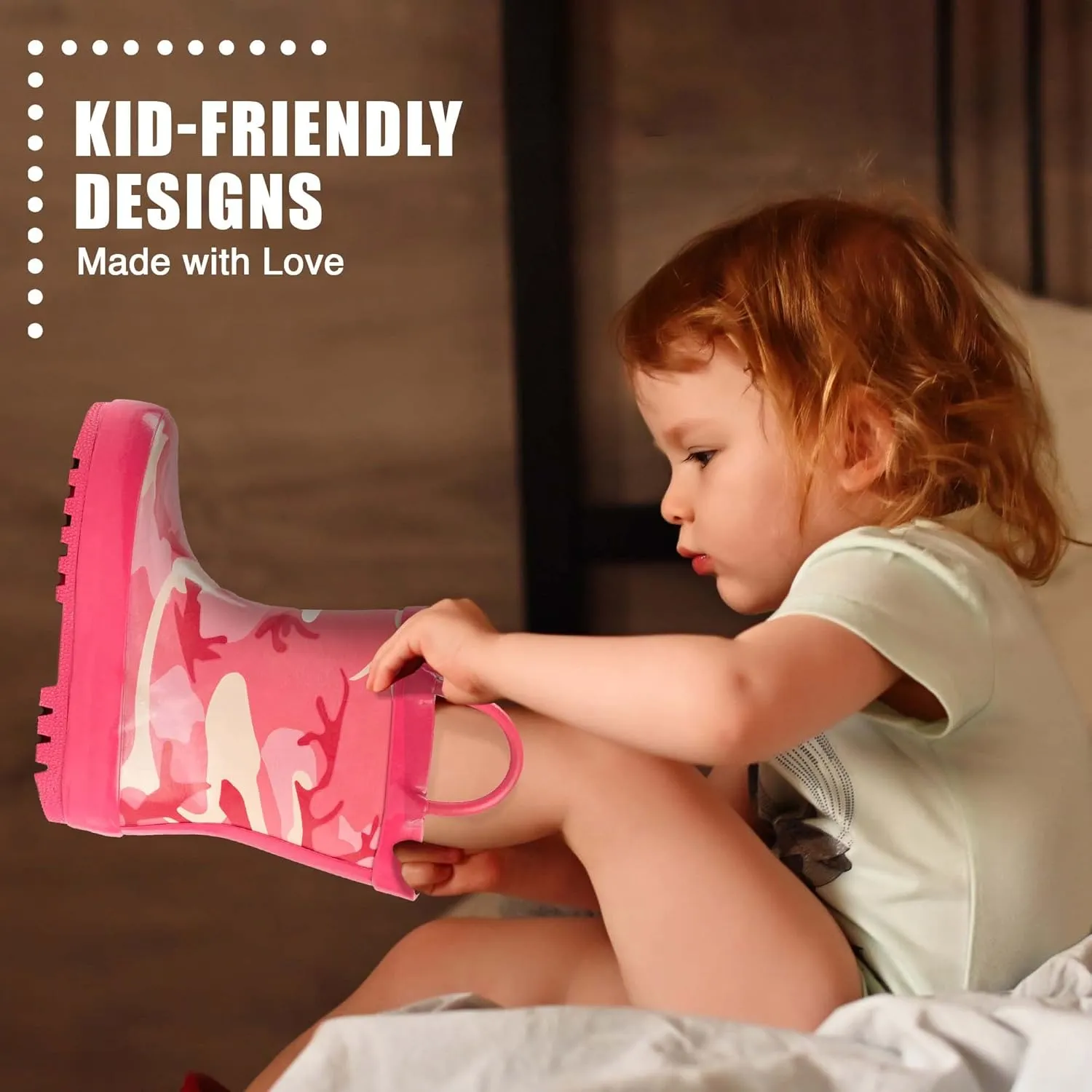 NORTY Rubber Rain Boots for Kids - Waterproof Rubber Boots Boys and Girls Solid & Printed Rainboots for Toddlers and Kids